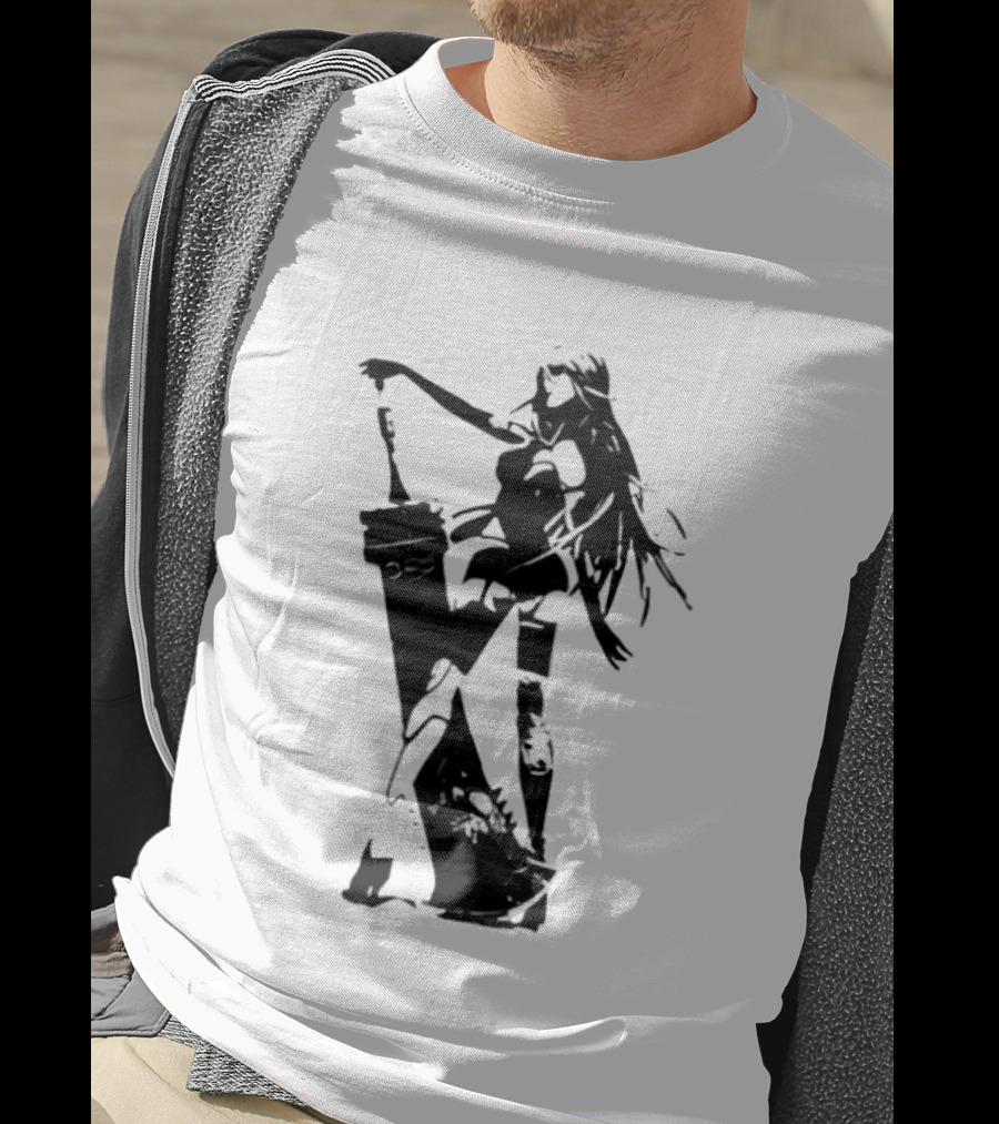 Weathered Nier Automata A2 Silhouette Black T-Shirt