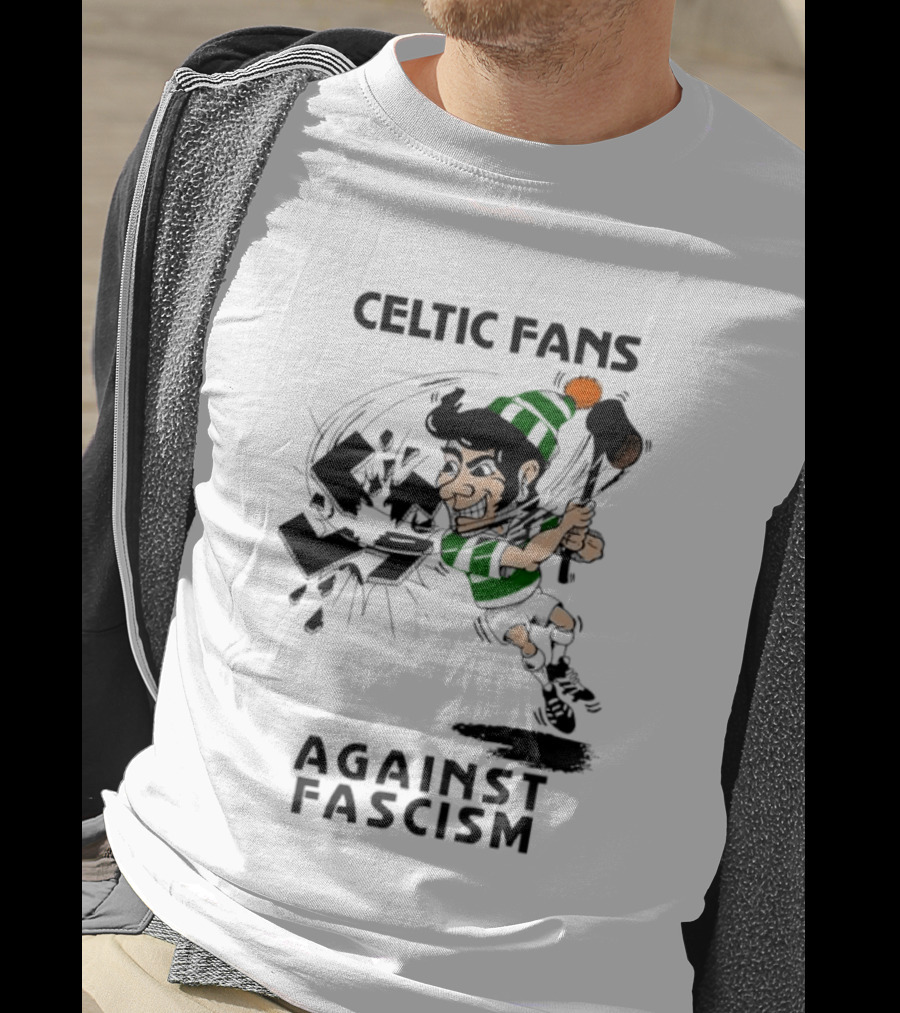 Celtic Fans Against Fascism Irish Character And Broken Swastika T-Shirt
