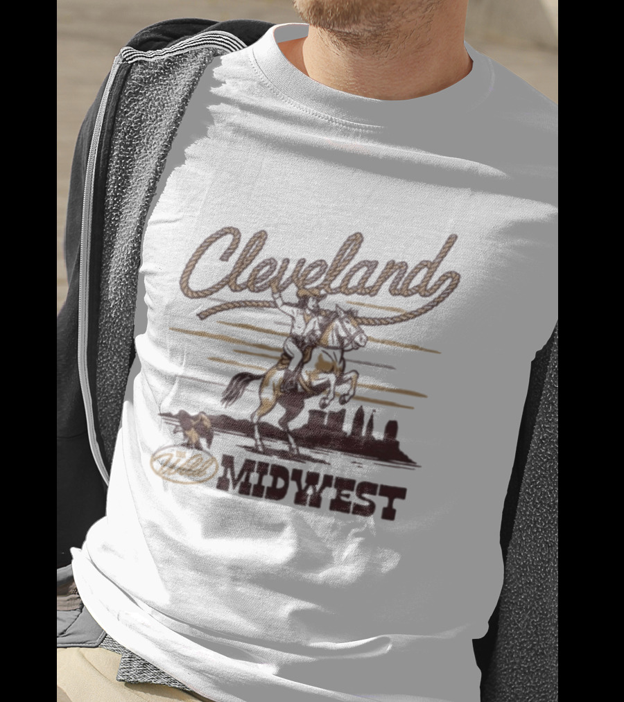 Cleveland Wild Midwest Cowgirl Roping Skyline Adventure T-Shirt