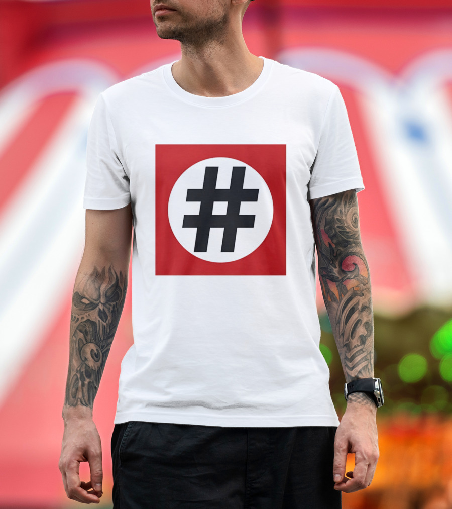 Hashtag Symbol Black On Red Square T-Shirt