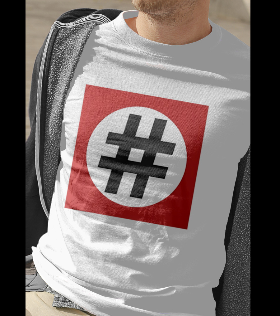 Hashtag Symbol Black On Red Square T-Shirt