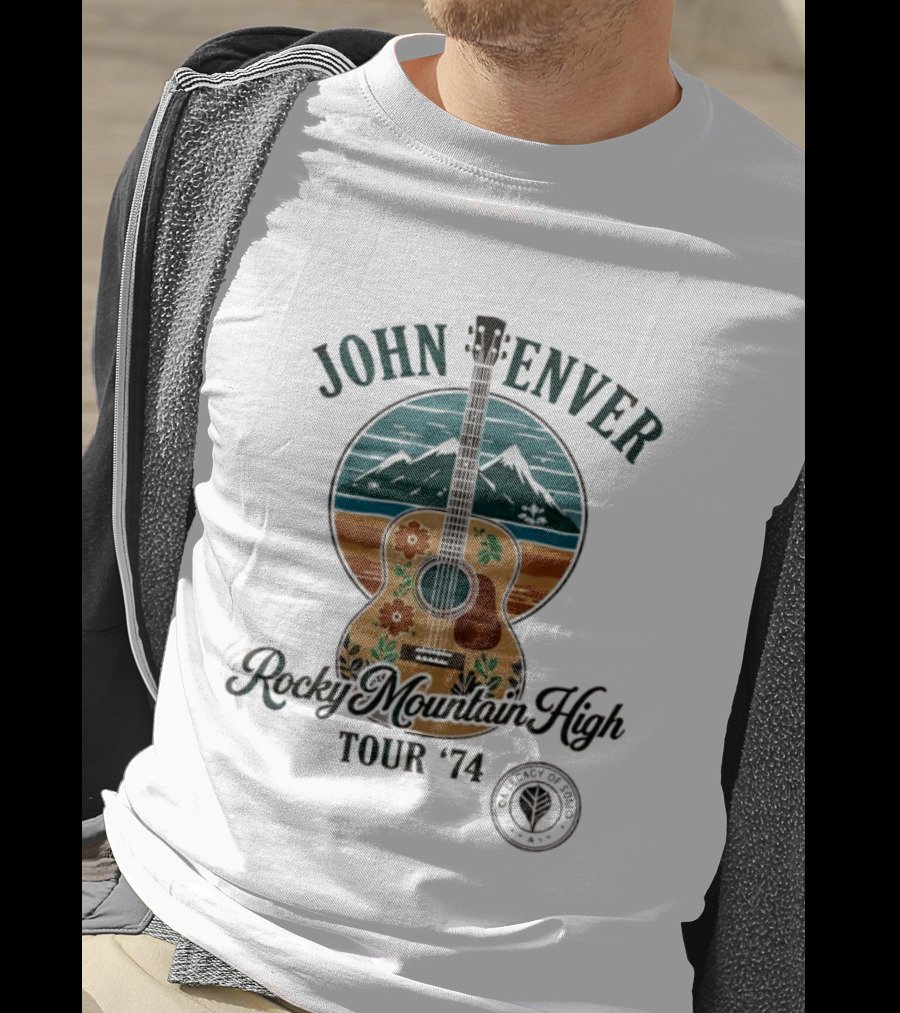 John Denver Rocky Mountain High Tour '74 Vintage Guitar T-Shirt