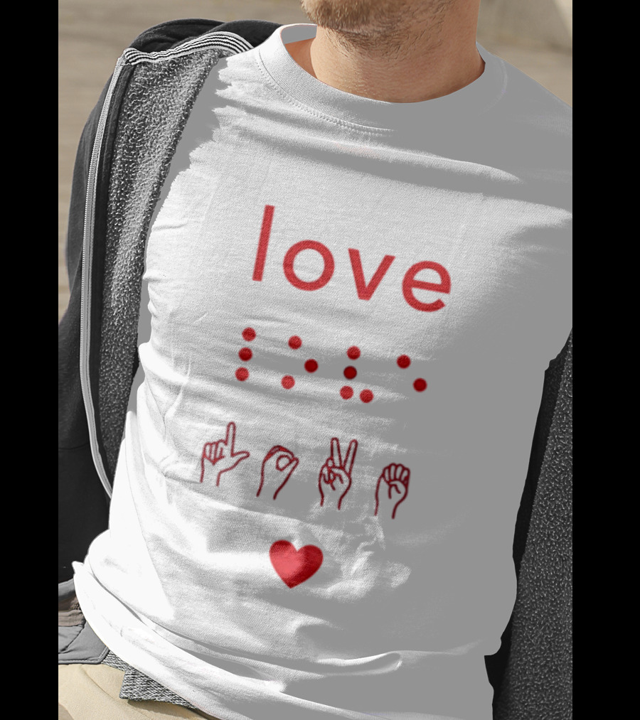 Love Braille Sign Language Heart T-Shirt