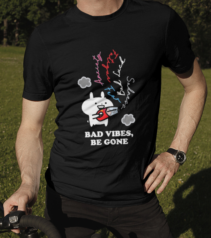 Usagyuuun Bad Vibes Be Gone Lucky Fast Silver Happiness T-Shirt