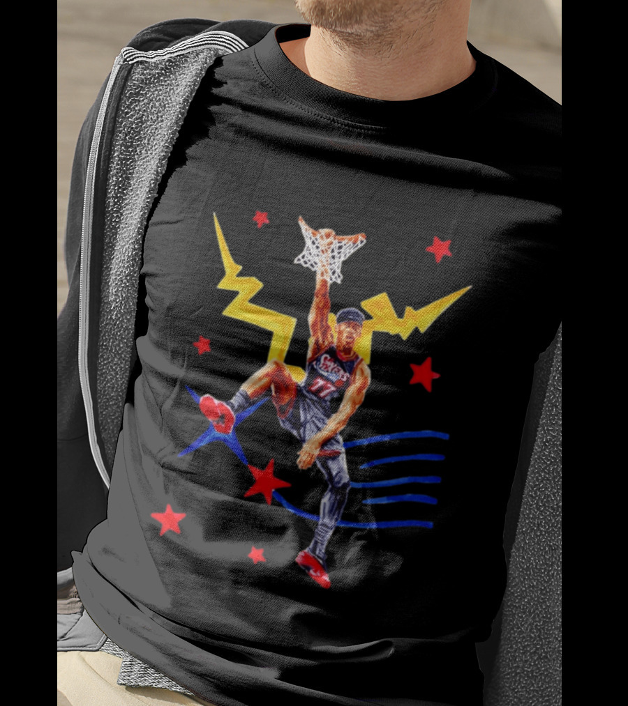 VJ Edgecombe 77 Philadelphia 76ers Basketball Dunking Action T-Shirt