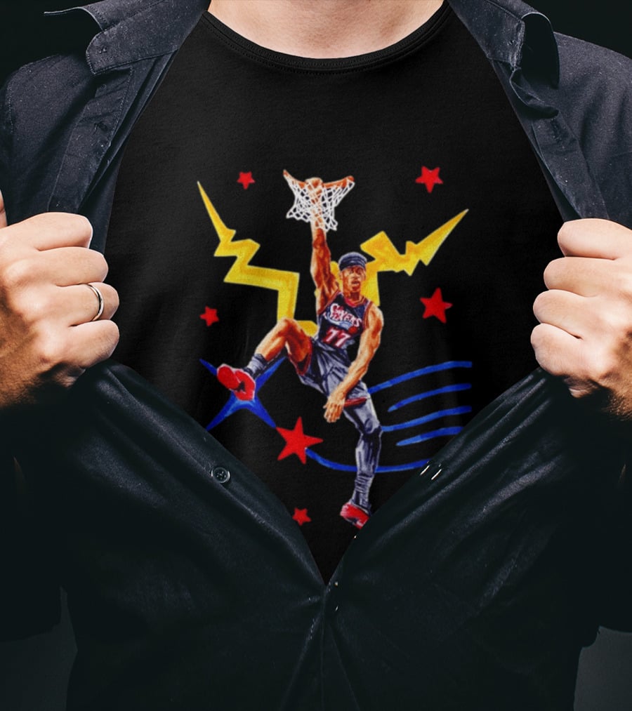 VJ Edgecombe 77 Philadelphia 76ers Basketball Dunking Action T-Shirt