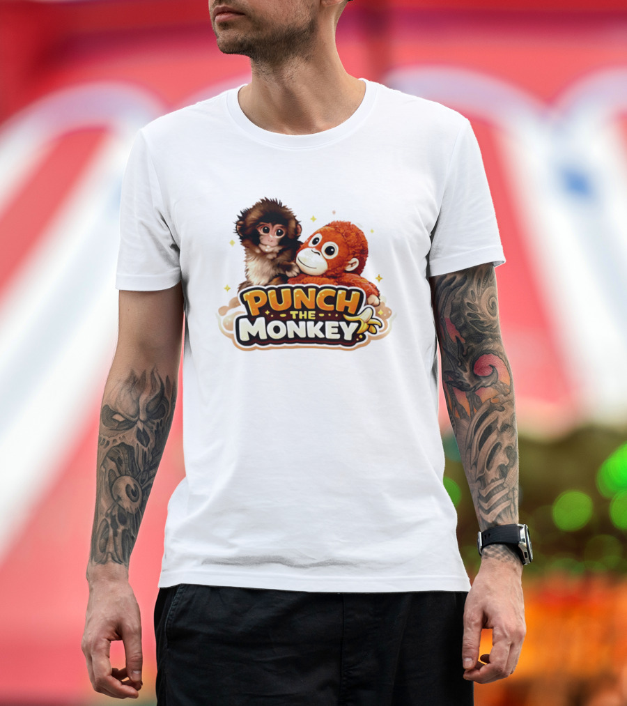 Punch The Monkey Cute Plush Cartoon T-Shirt