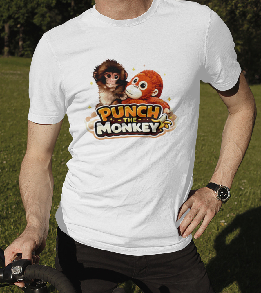 Punch The Monkey Cute Plush Cartoon T-Shirt