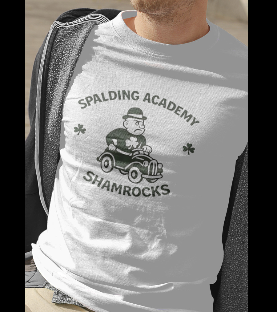 Spalding Academy Shamrocks Vintage Car T-Shirt