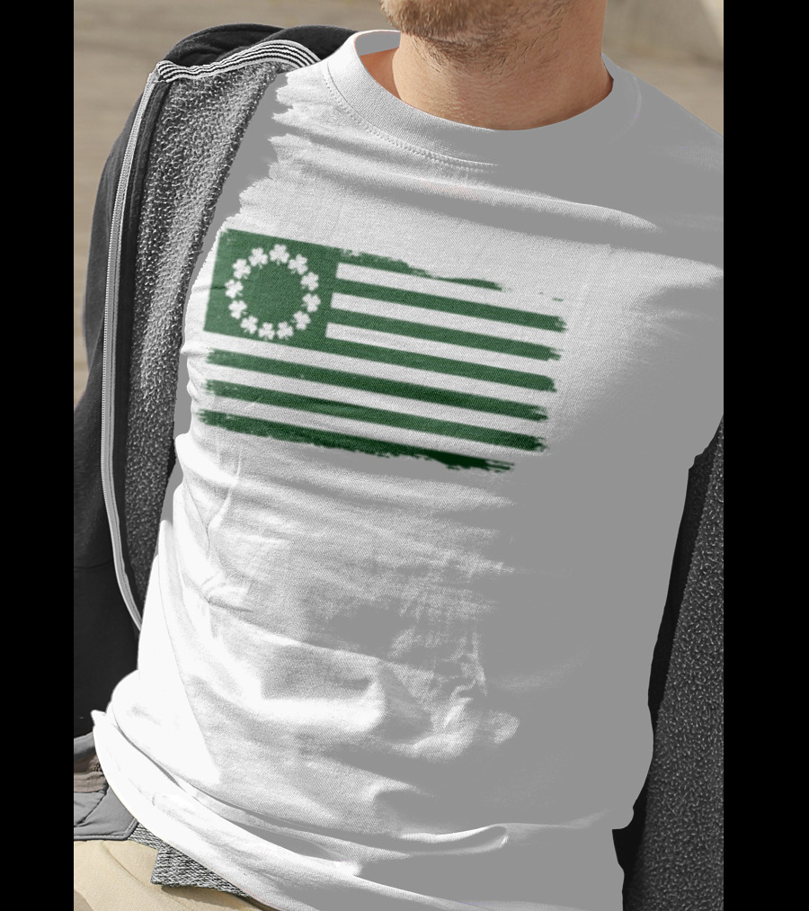 Betsy Ross Flag With Shamrock Circle Stars T-Shirt
