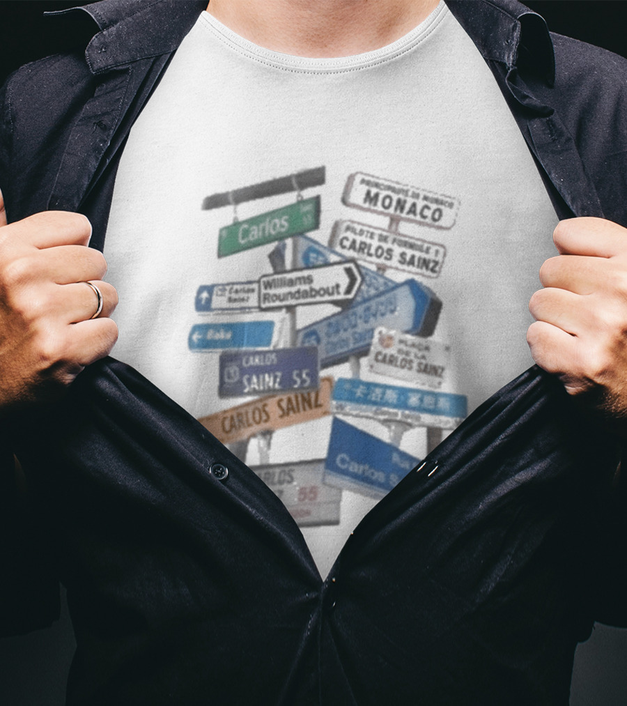 Carlos Sainz Signs Circuit Racing Directions Formula 1 Pilgrimage T-Shirt