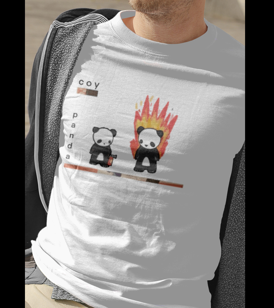 Coy Panda Fire And Calm Contrast T-Shirt