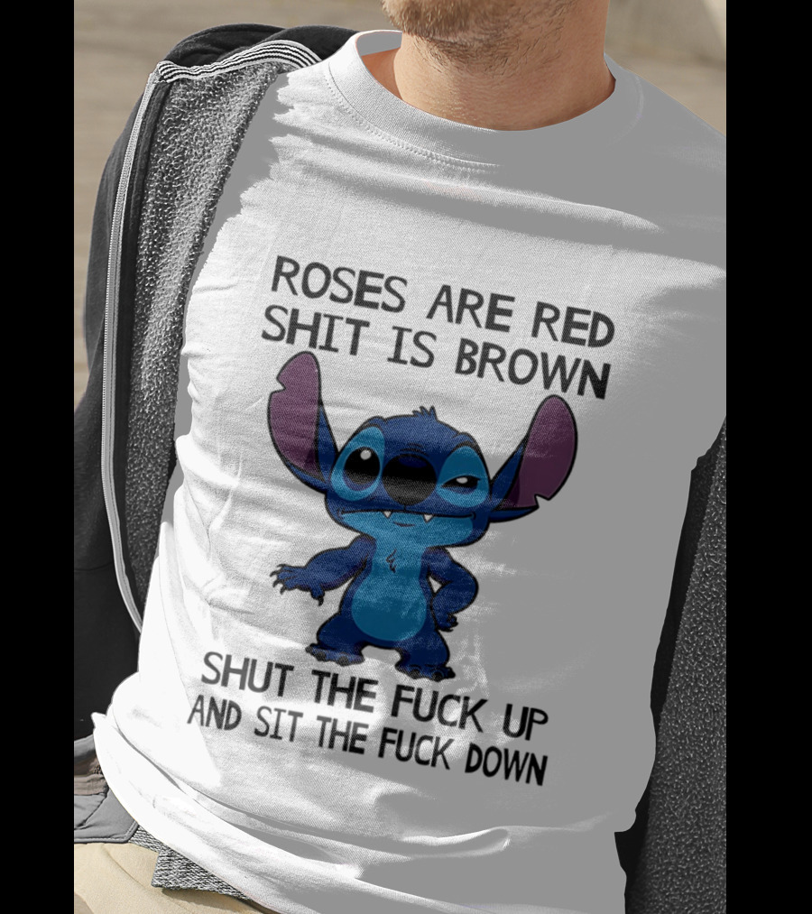 Stitch Roses Are Red Shit Is Brown T-Shirt