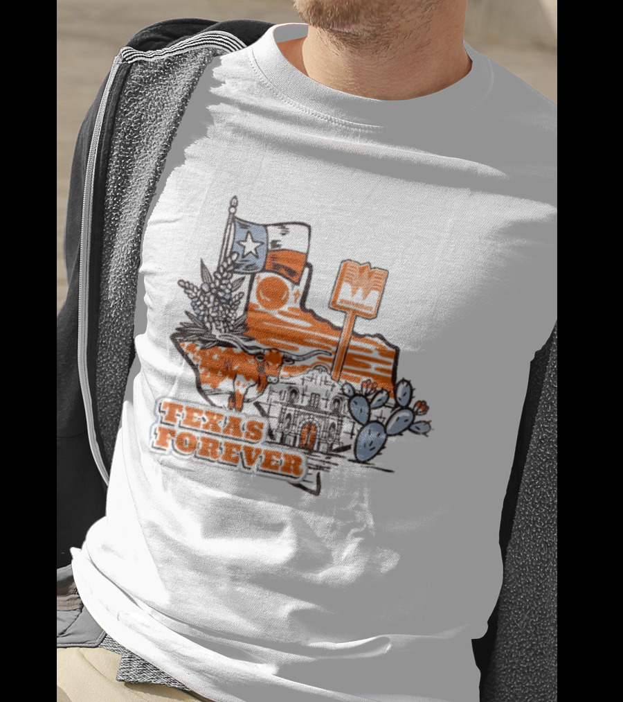 Texas Forever Alamo Whataburger Collaboration With Lone Star Flag And Cactus T-Shirt
