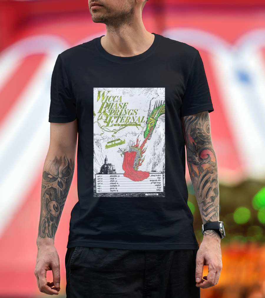 Wicca Phase Springs Eternal Tour 2026 With Fantasy Dragon Illustration And Tour Dates T-Shirt