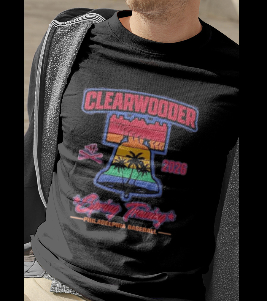Clearwooder Spring Training 2026 Philadelphia Baseball Liberty Bell Palm Trees T-Shirt