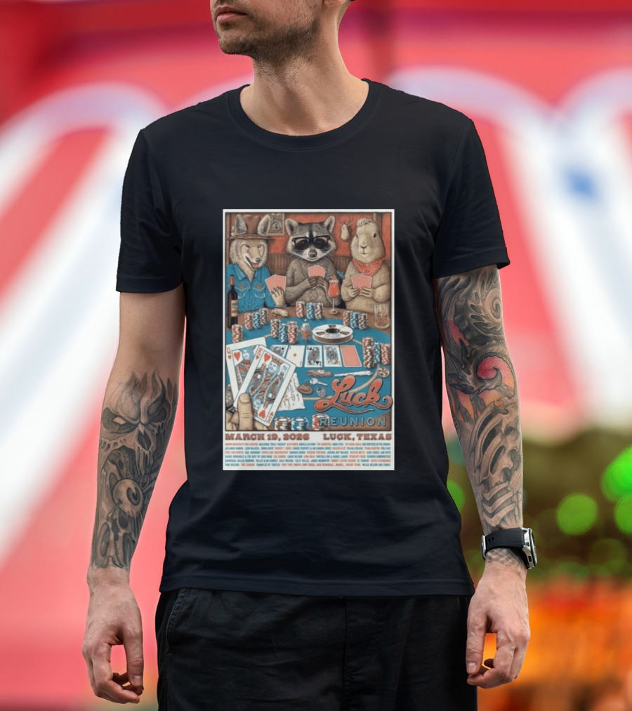 Luck Reunion March 19 2026 Luck Texas Poker Animals T-Shirt