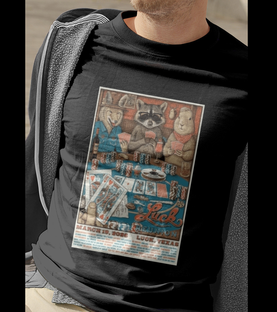 Luck Reunion March 19 2026 Luck Texas Poker Animals T-Shirt