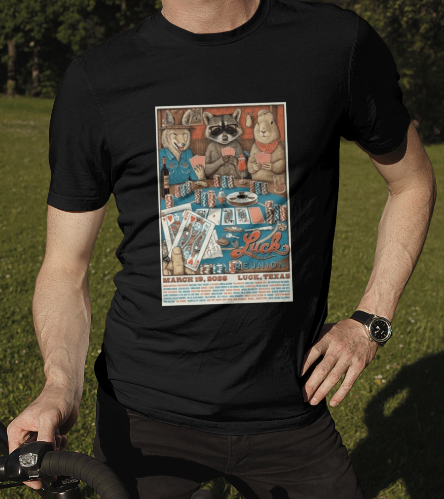 Luck Reunion March 19 2026 Luck Texas Poker Animals T-Shirt