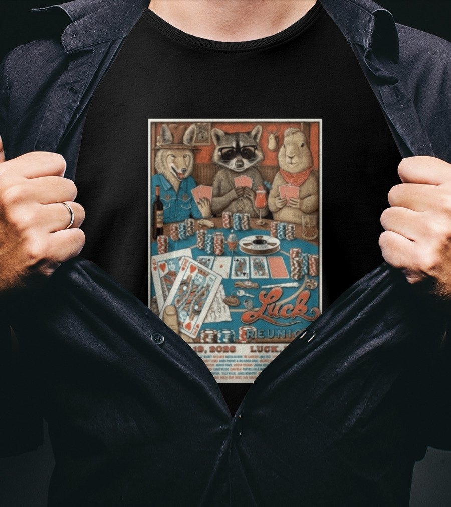 Luck Reunion March 19 2026 Luck Texas Poker Animals T-Shirt
