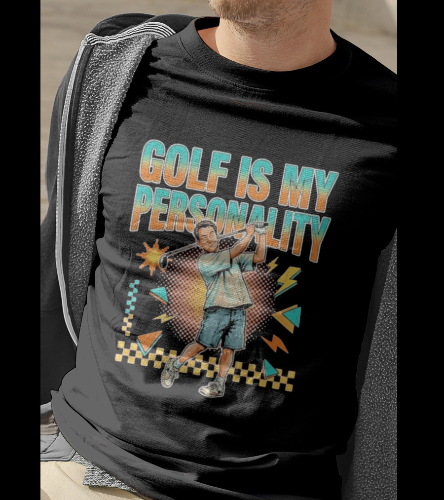 Golf Is My Personality Retro Style Swinging Golfer T-Shirt