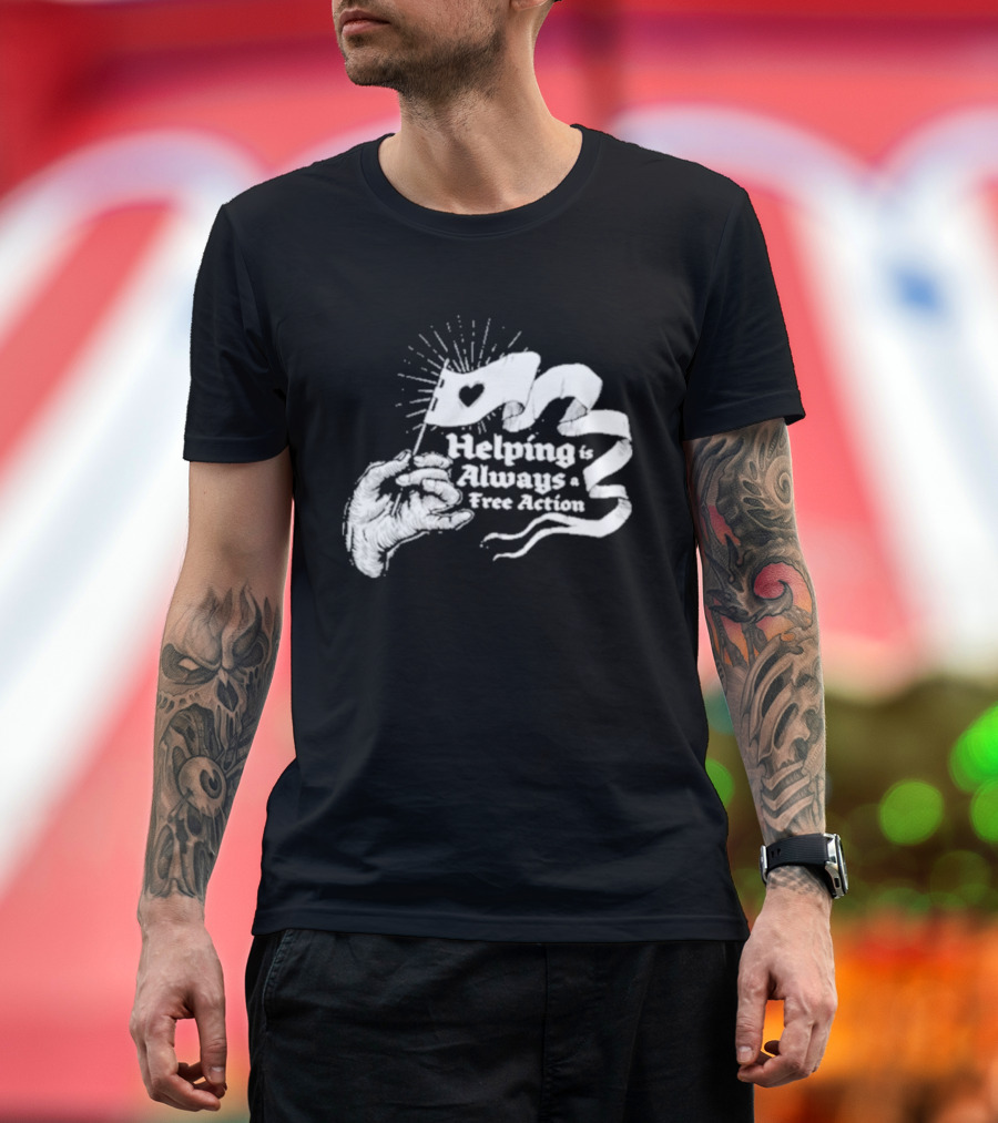 Mcelroy Helping Always Free Action Heart Banner Radiant T-Shirt