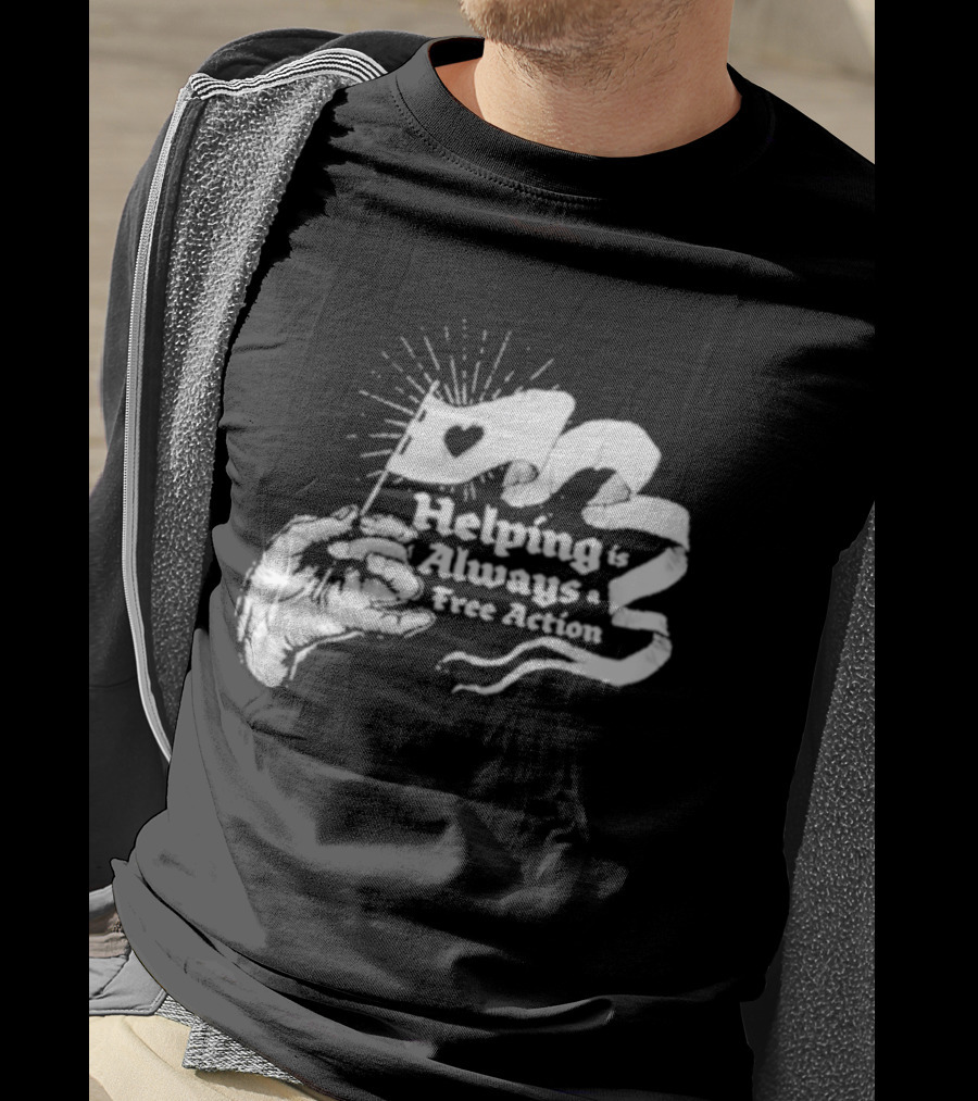 Mcelroy Helping Always Free Action Heart Banner Radiant T-Shirt