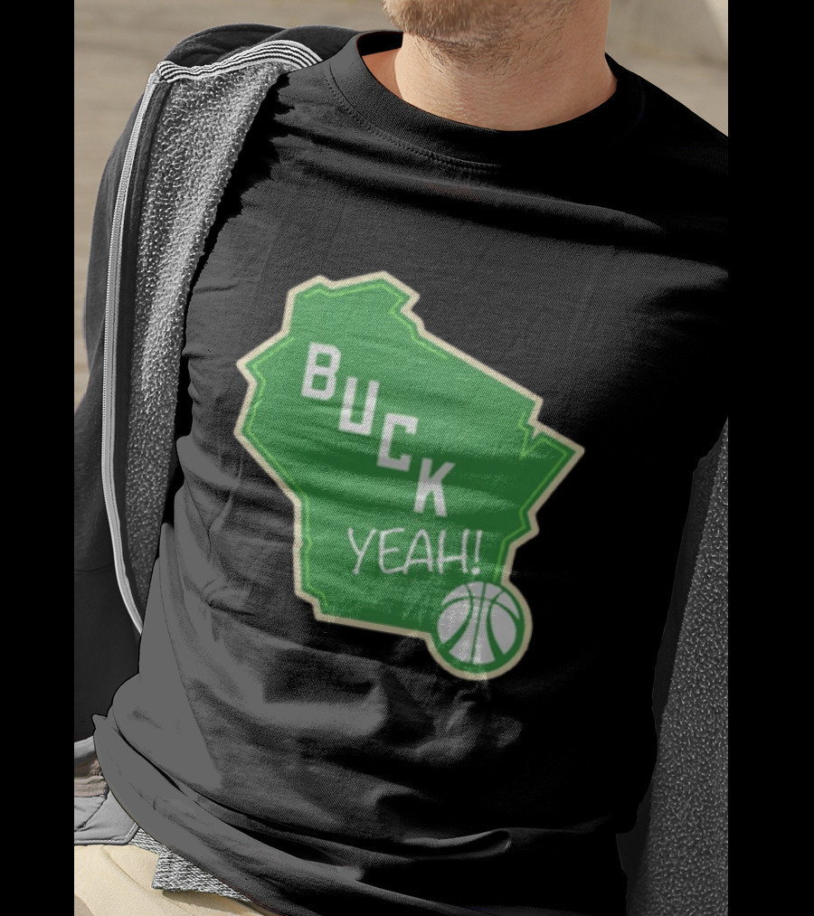 Buck Yeah Milwaukee Basketball Green Map T-Shirt