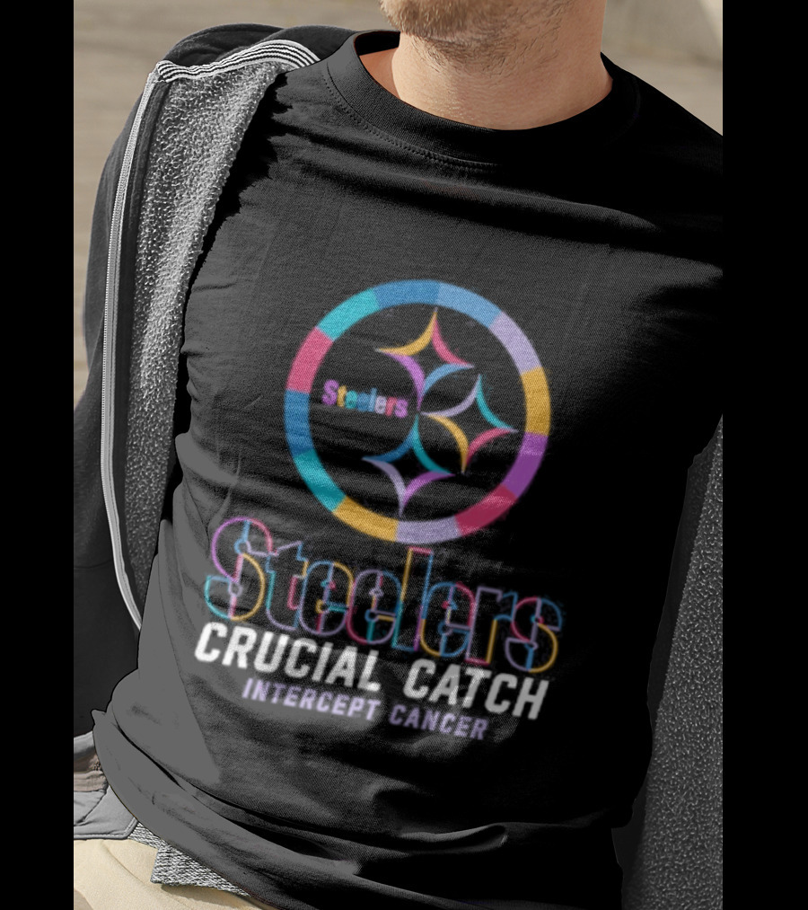 Pittsburgh Steelers Crucial Catch Intercept Cancer NFL Campaign T-Shirt