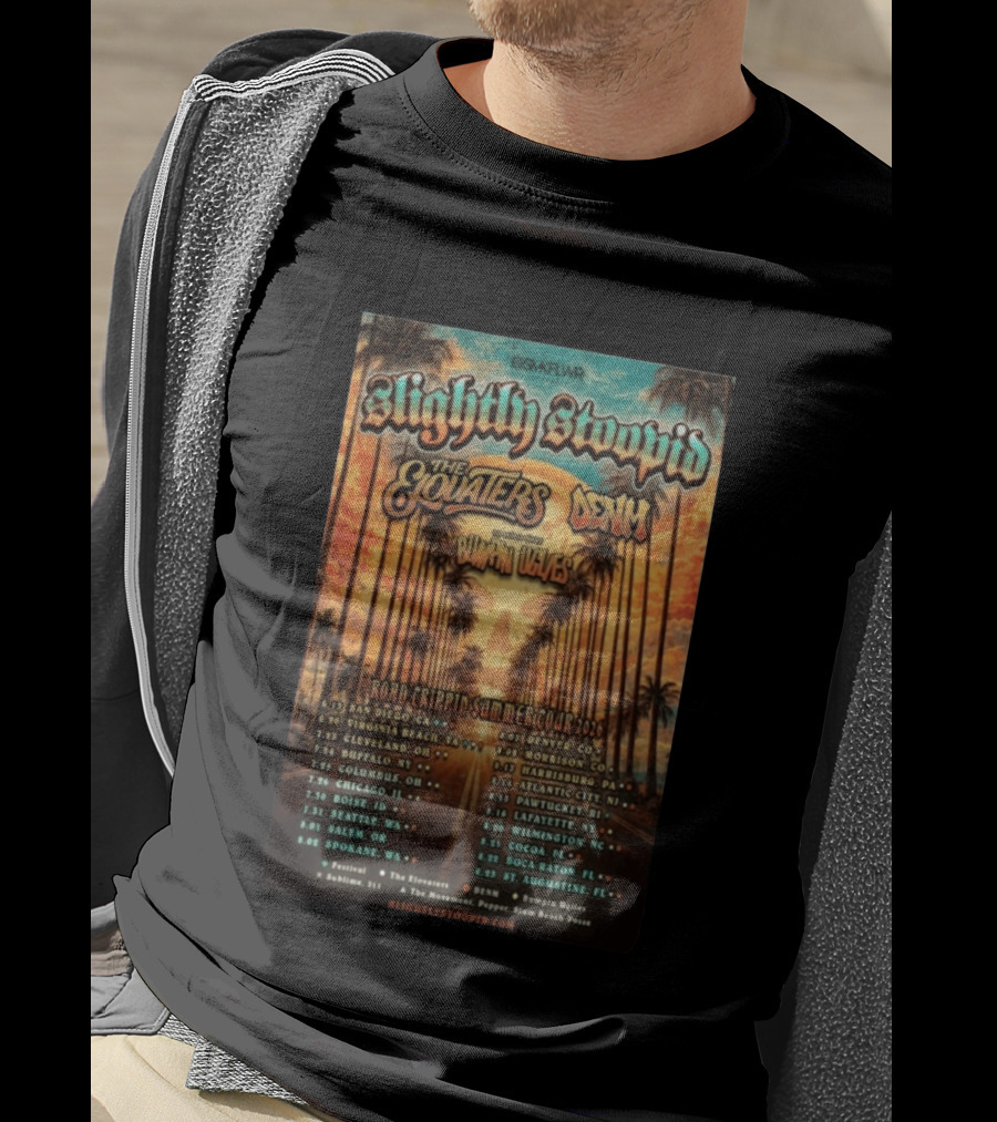 Slightly Stoopid Road Trippin Summer Tour 2026 The Elovaters DENM Bummin Uglies Dates And Cities T-Shirt