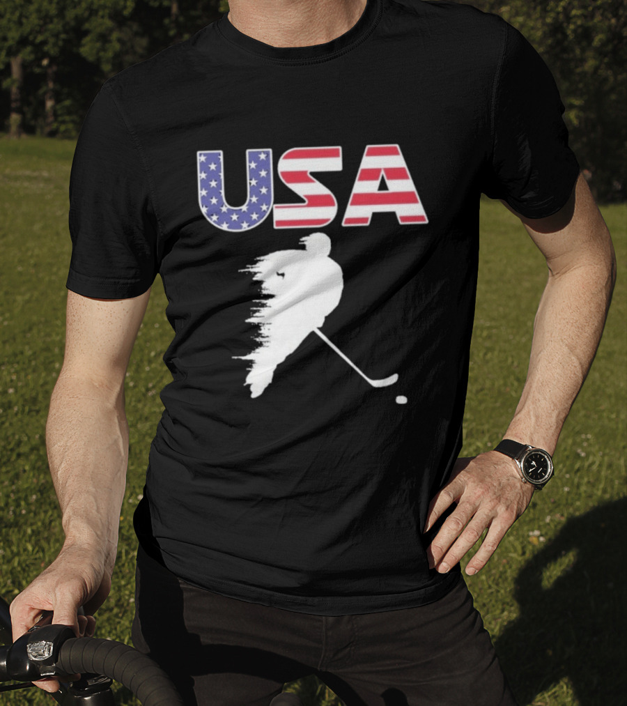 USA Stars And Stripes Ice Hockey Player T-Shirt