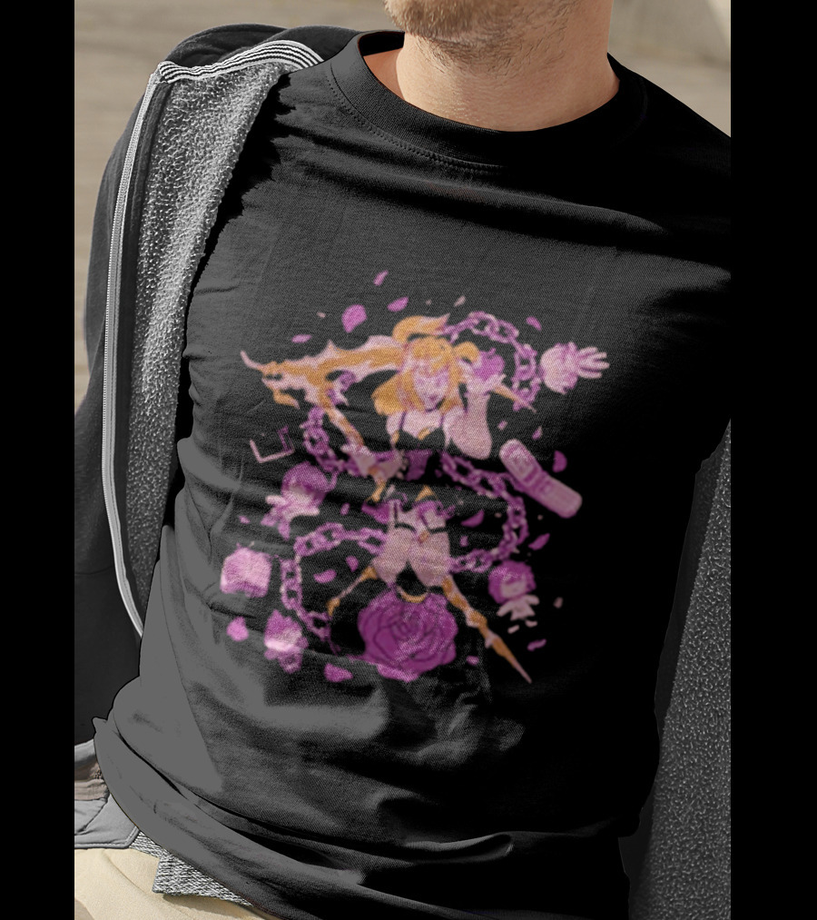 Angel Of Death Jav Anime Style Pink Chains And Rose T-Shirt