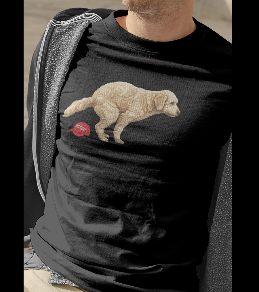 Golden Retriever Pooping On Make America Great Again Hat Anti Trump T-Shirt