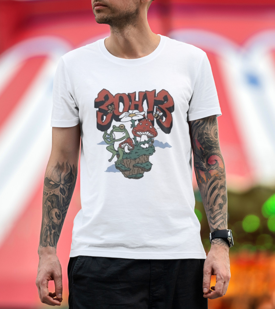 3Oh3 Mushroom Frog Fantasy With Bee And Flower T-Shirt