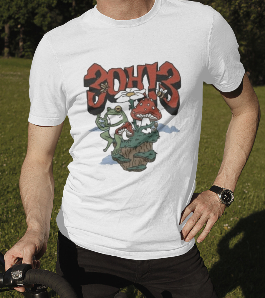 3Oh3 Mushroom Frog Fantasy With Bee And Flower T-Shirt