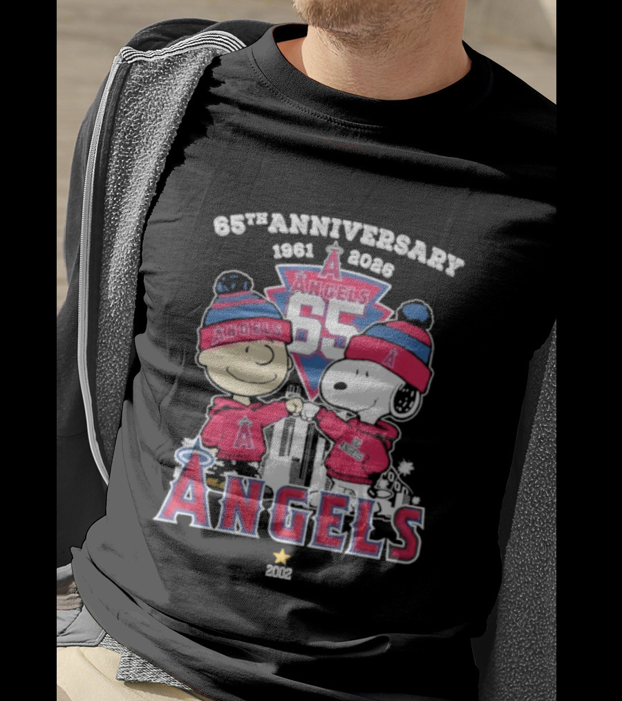Peanuts Fistbump Los Angeles Angels 65th Anniversary 1961 2026 Charlie Brown Snoopy T-Shirt