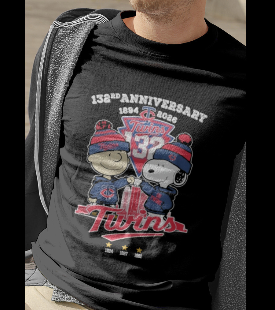 Peanuts Fistbump Minnesota Twins 132nd Anniversary 1894 2026 T-Shirt