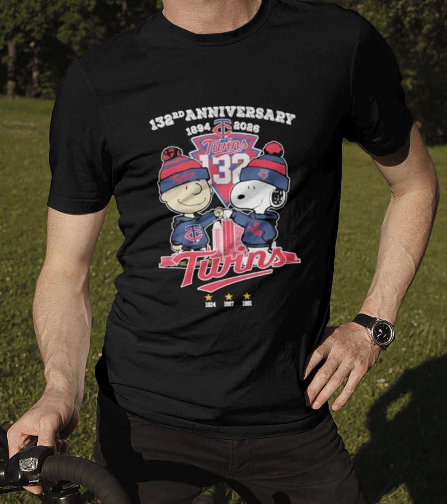 Peanuts Fistbump Minnesota Twins 132nd Anniversary 1894 2026 T-Shirt
