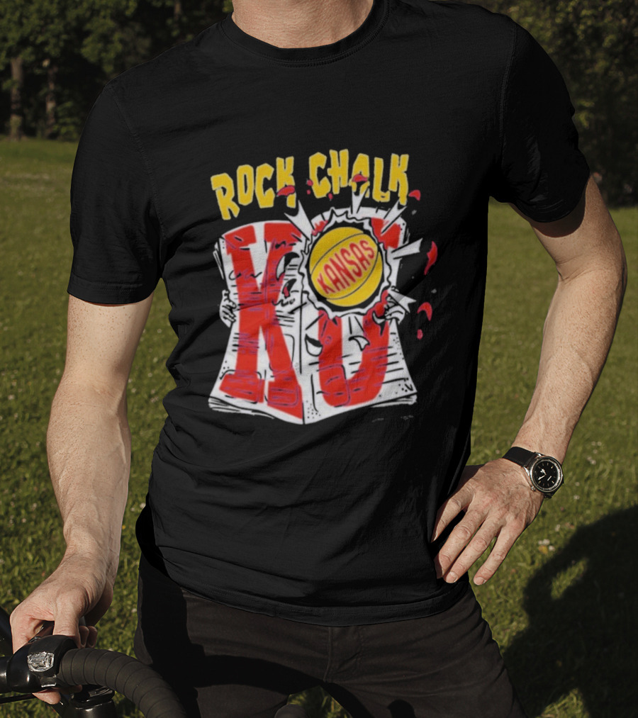 KU Rock Chalk Kansas Basketball Burst T-Shirt
