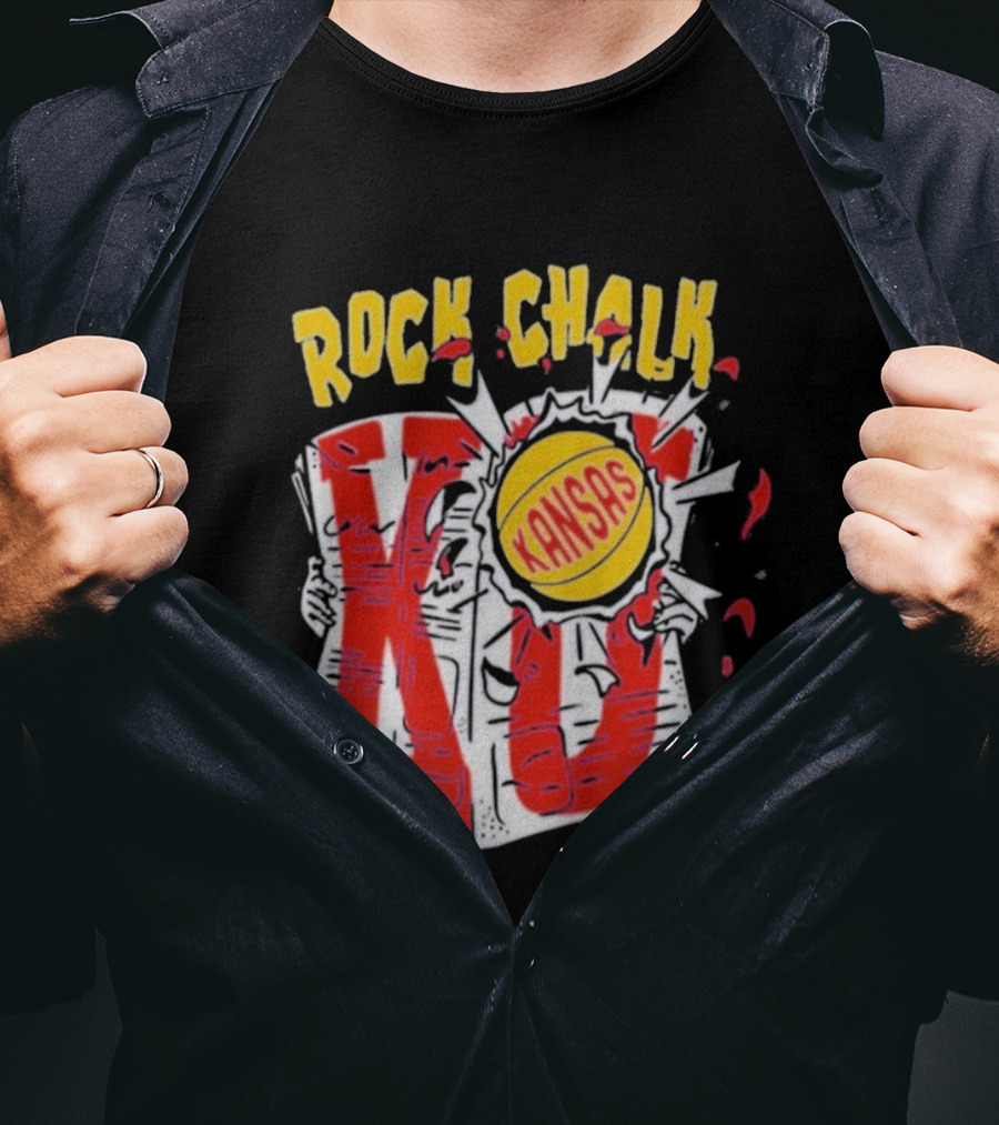 KU Rock Chalk Kansas Basketball Burst T-Shirt