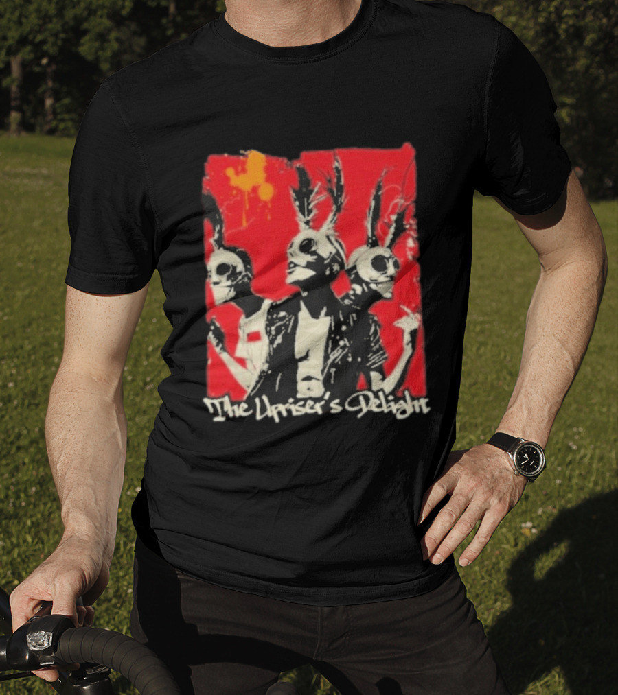 The Upriser's Delight Skull Trio Feathered Masks Red T-Shirt