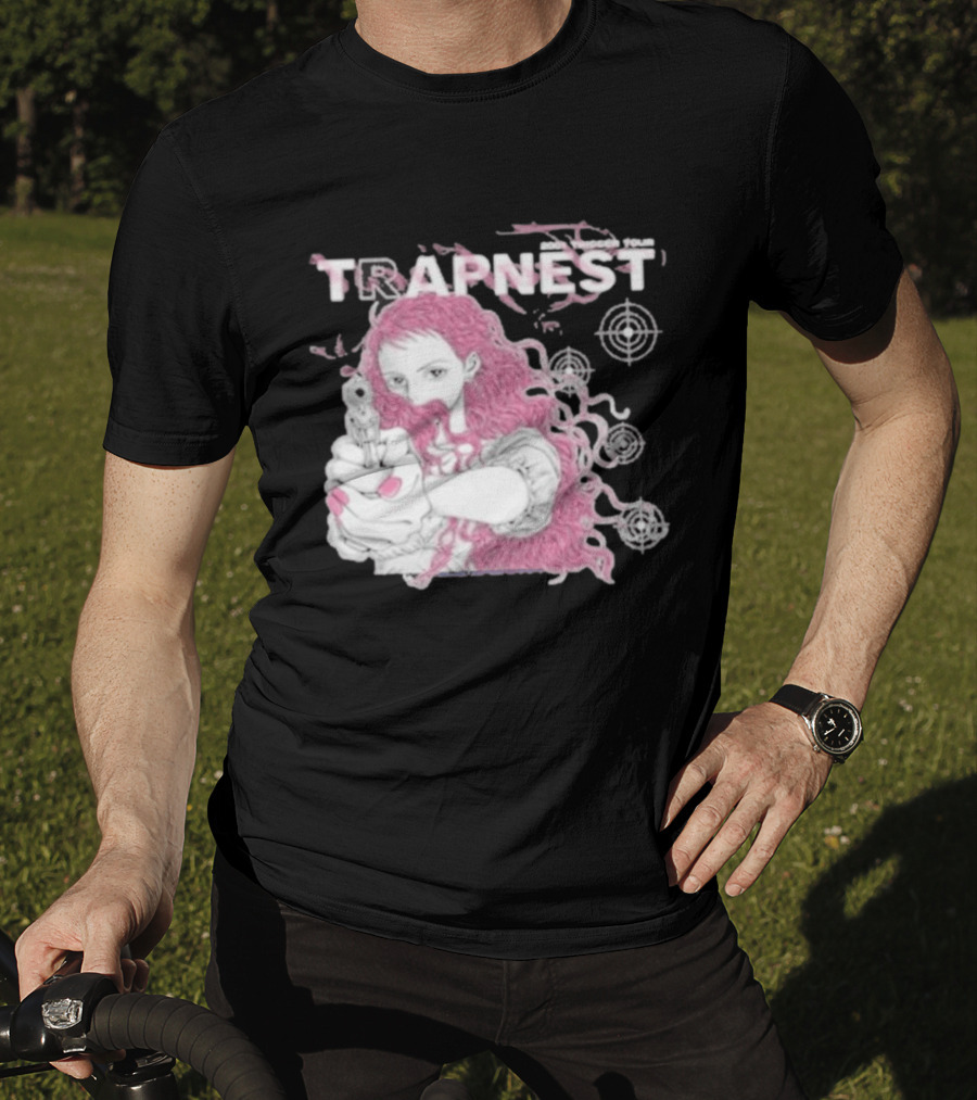 Trapnest Trigger Tour 2001 Anime Girl With Gun And Target T-Shirt