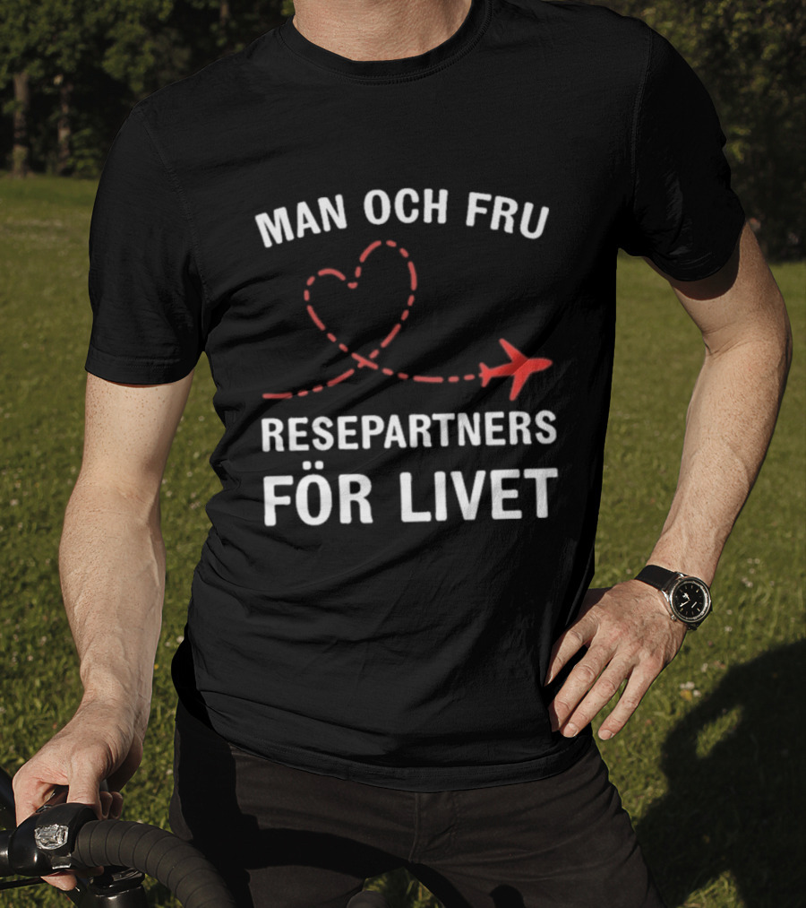 Man Och Fru Resepartners För Livet Flygplan Hjärtformad Resväg T-Shirt
