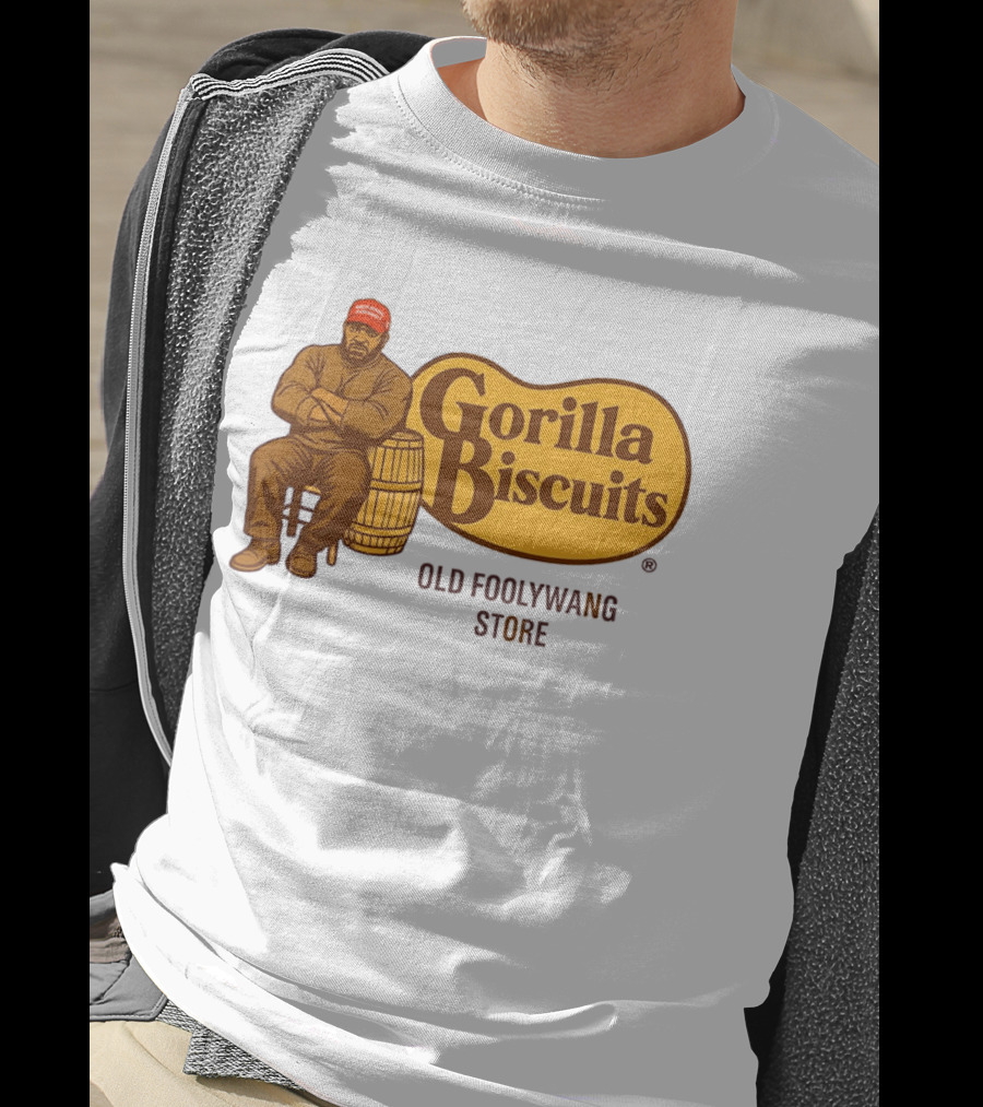 Cracker Barrel Gorilla Biscuits Old Foolywang Store Rustic Man And Barrel T-Shirt