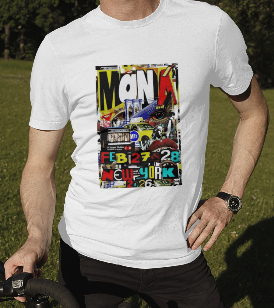 Maná New York City Concert February 27 28 2026 14th Street Station Statue Of Liberty MTA Taxi Brooklyn Bridge T-Shirt