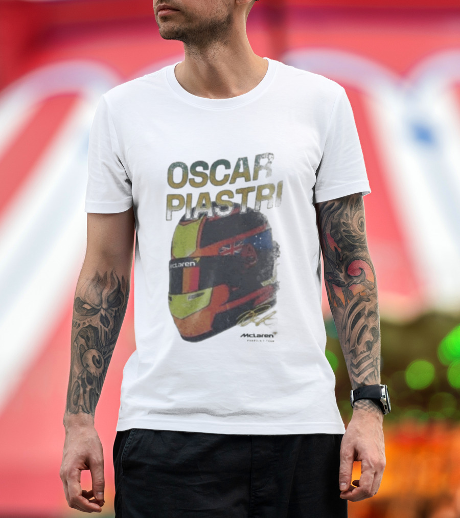 Oscar Piastri McLaren Helmet Design Racing Memorabilia T-Shirt