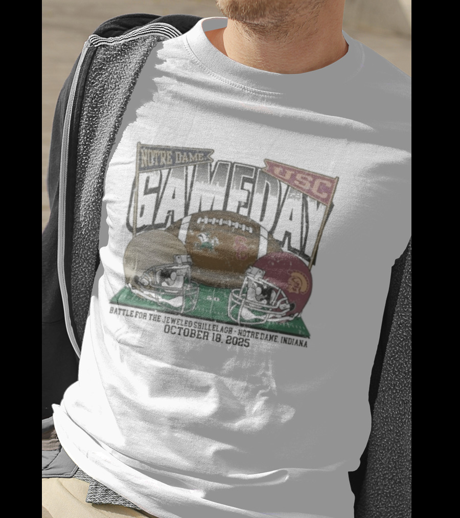 Notre Dame Vs USC Gameday 2025 Jeweled Shillelagh October 18 Football Clash T-Shirt