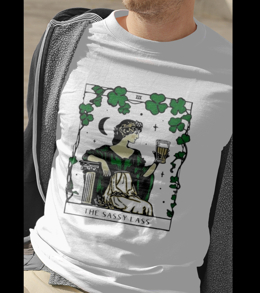The Sassy Lass St Patrick's Day Tarot Card Clover Moon T-Shirt