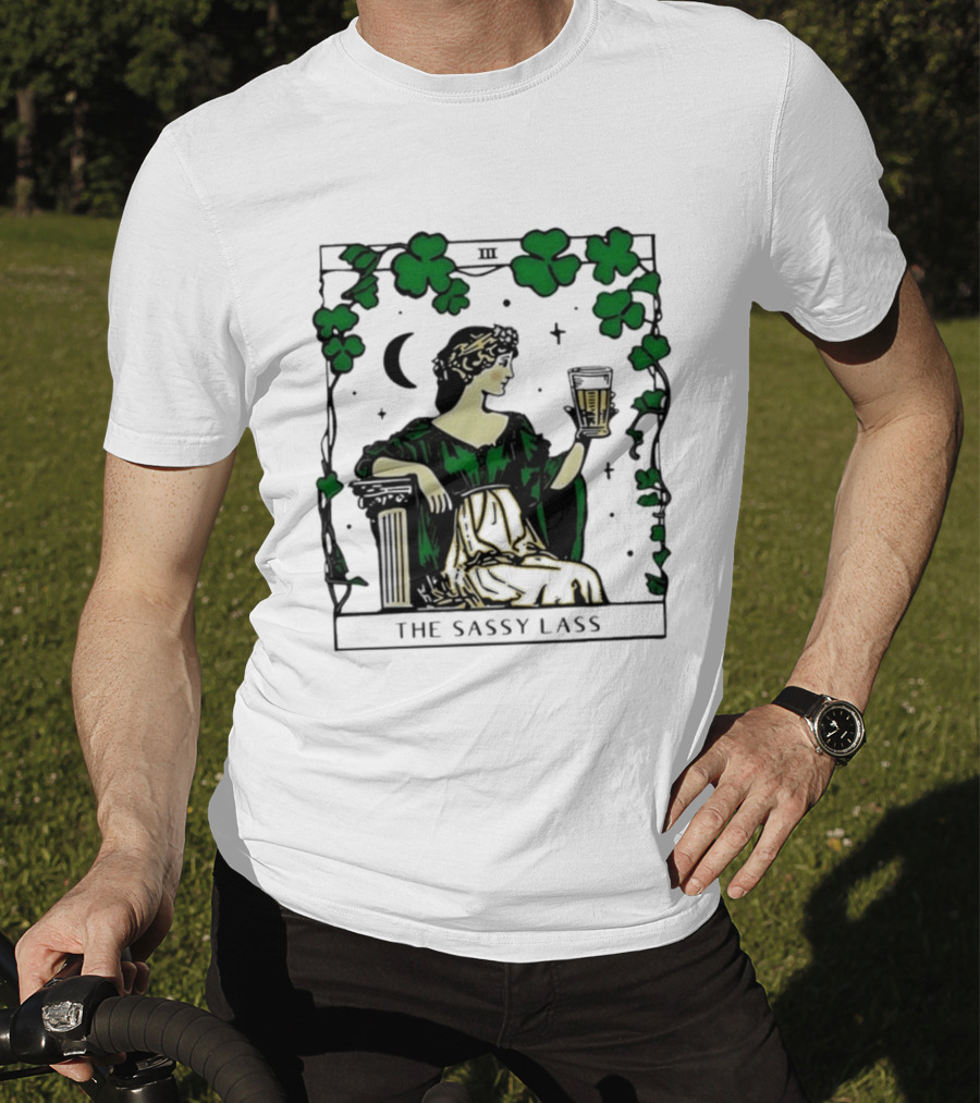 The Sassy Lass St Patrick's Day Tarot Card Clover Moon T-Shirt
