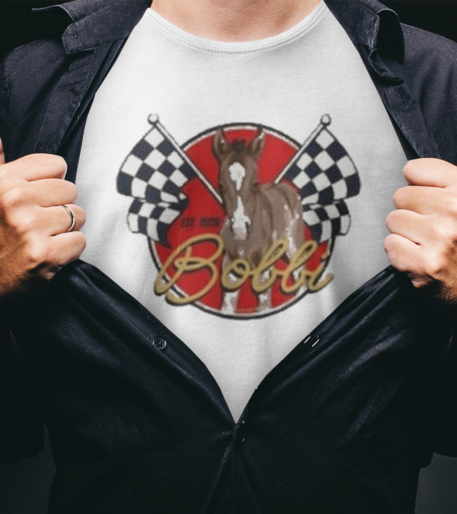 Bobbi Established 2023 Checkered Flags Horse Racing T-Shirt